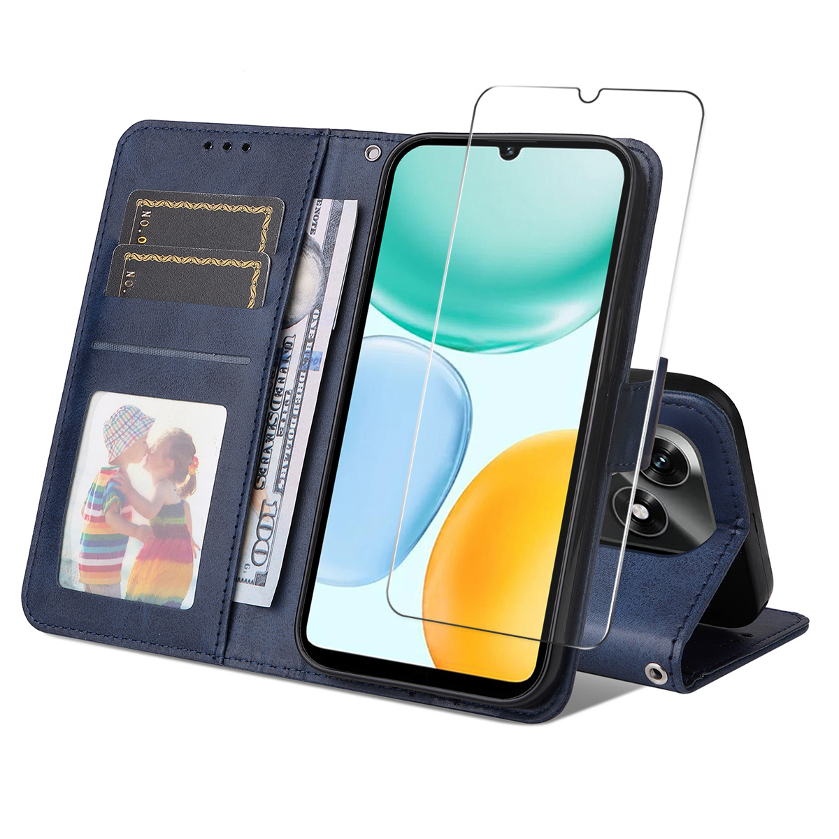 ENKAY PREMIUM SET Novčanik futrola i zaštitno staklo Honor X5c Plus plava