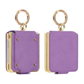 LEATHER Maskica s držačem za Samsung Galaxy Z Flip7 5G ljubičasta