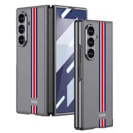 GKK LEATHER Maskica sa staklom za Samsung Galaxy Z Fold7 5G GREY-RED