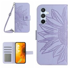 ART SUNFLOWER Torbica za novčanik s uzicom za Samsung Galaxy A36 ljubičasta