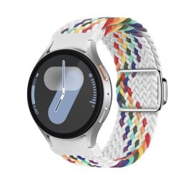 PLETENI najlonski remen za Samsung Galaxy Watch 7 (40 / 44 mm) WHITE RAINBOW