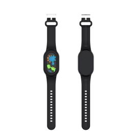 CRTIĆ Dječji silikonski remen za Samsung Galaxy SmartTag 2 BLACK DINOSAUR