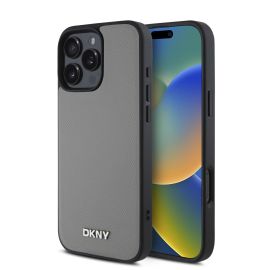 DKNY PU LEATHER SILVER Zaštitna navlaka Apple iPhone 16 Pro siva