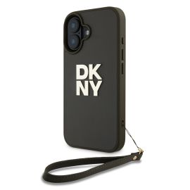 DKNY PU LEATHER Zaštitna navlaka s uzicom Apple iPhone 16 zeleno-smeđa