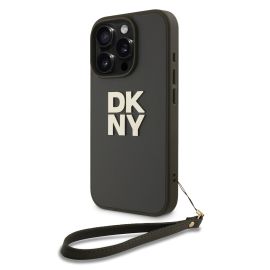 DKNY PU LEATHER Zaštitna navlaka s uzicom Apple iPhone 16 Pro Max zeleno-smeđa