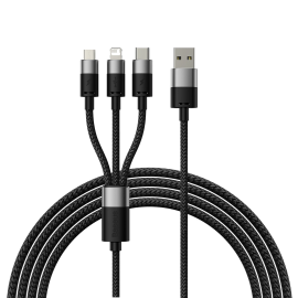BASEUS STARSPEED 3u1 Kabel USB-C / micro USB / Lightning 1.2 metra crni