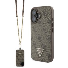 GUESS 4G STRASS SET Zaštitna navlaka + remen za Apple iPhone 16 smeđa