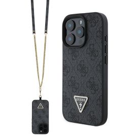 GUESS 4G STRASS SET Zaštitna navlaka + remen za Apple iPhone 16 Pro Max crna