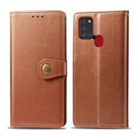 LEATHER BUCKLE Samsung Galaxy A21s torbica novčanik smeđa