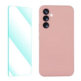 ENKAY SET Silikonska maska i 2D staklo Samsung Galaxy A54 5G pink