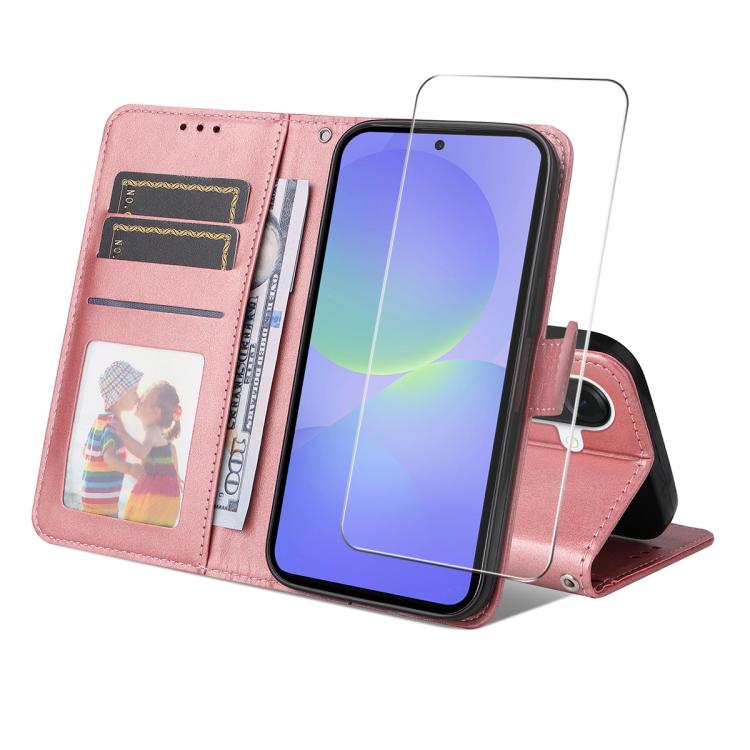 ENKAY PREMIUM SET Preklopna futrola i zaštitno staklo Samsung Galaxy A57 5G ružičasto