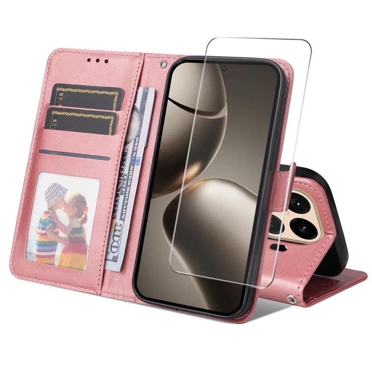 ENKAY PREMIUM SET Futrola za novčanik i zaštitno staklo Xiaomi 15T Pro ružičasta
